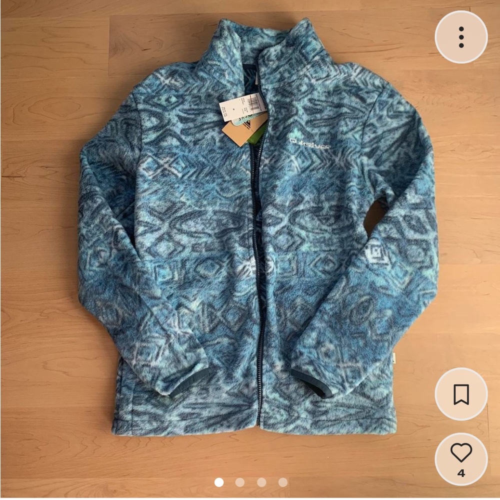 Quiksilver blue fleece soft zip up jacket size M NWT
